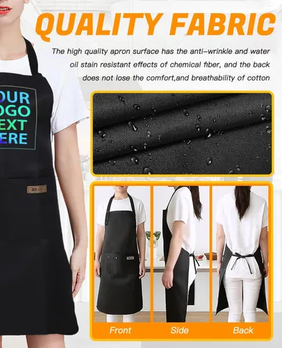 Vista 5 de Custom Apron with Pocket, Printed in USA, Personalized NameLogo, Adjustable Ties for Baking, Cooking for WomenMen