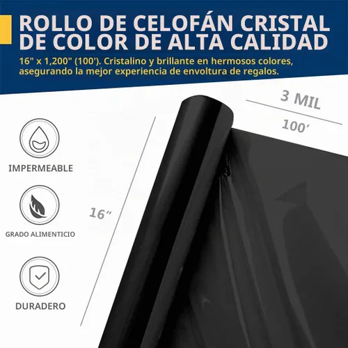 Vista 2 de PerkHomy - Rollo de celofán transparente de 16 pulgadas, 3 mil de grosor de celofán para cesta de regalo, golosinas, envoltura de regalos, ramo