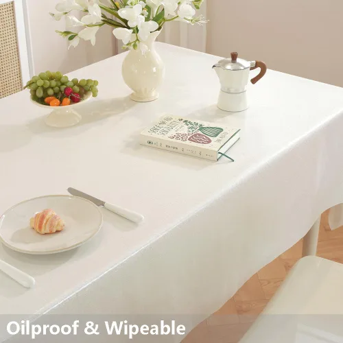 Vista 5 de TruDelve Mantel de Vinilo con Respaldo de Franela Mantel de Mesa de Plástico Blanco Cuadrado Manteles de Mesa para Fiestas Impermeables Cubierta