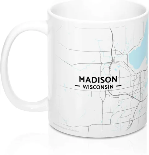 Vista 3 de Madison, Wisconsin WI Map Mug (11 oz)