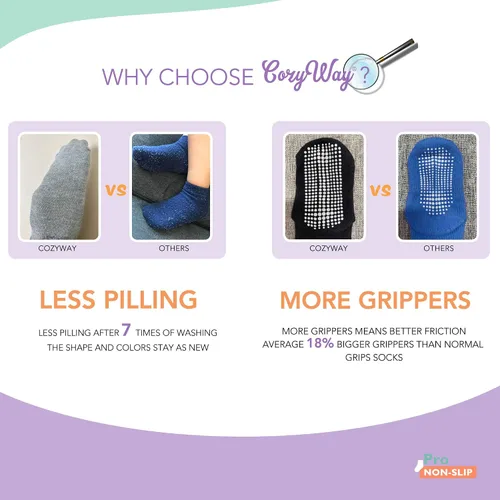 Vista 4 de CozyWay - Calcetines antideslizantes para bebés niños y niñas paquete de 6 y 12 unidades calcetines y tobilleras antideslizantes para bebés y niños