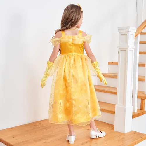 Vista 5 de Avady Girls Princess Costume for Belle Layered Off Shoulder Birthday Party Halloween Christmas Dress Up