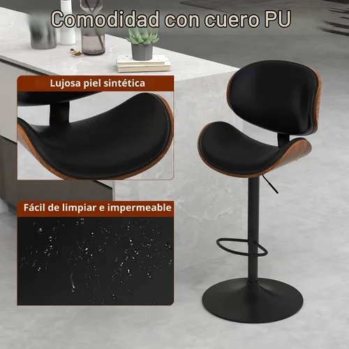 Vista 5 de civama Taburetes de bar 1 pieza para encimera de cocina, sillas de altura de barra ajustable, taburetes de bar giratorios modernos con asiento