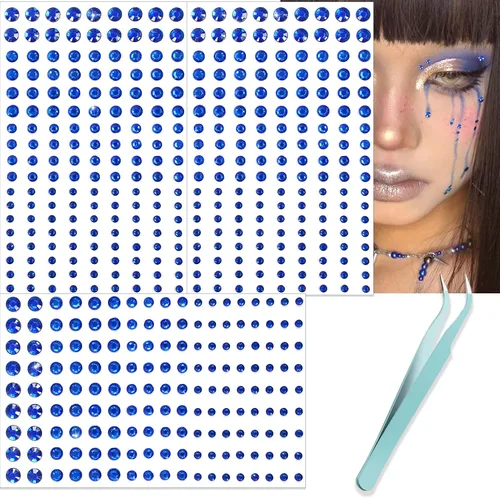 Vista 14 de NOOEPC Gemas faciales para el cabello, joyas autoadhesivas para la cara, joyas de ojos, diamantes de imitación para la cara, gemas para el rostro