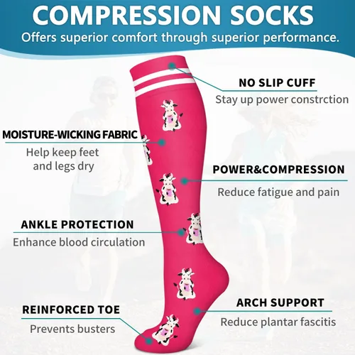 Vista 136 de Bluemaple 6 Pack Copper Compression Socks for Women and Men Circulation-Best Support for Medical, Running,Nursing,Athletic