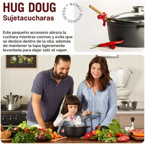 Vista 2 de Hug Doug - Soporte para cuchara y elevador de tapa para evitar que la cuchara se caiga, soporte de cuchara de silicona, soporte para cuchara