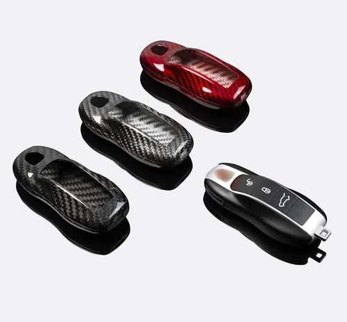 Vista 3 de Funda para llavero de fibra de carbono auténtica y genuina 100% pura, ajuste deportivo para Porsche Boxster Turbo Cayenne Panamera Macan Cayman 911