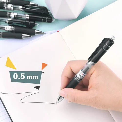 Vista 5 de Bribobo Bolígrafos de gel de punta fina, bolígrafos de escritura suave, bolígrafos retráctiles de tinta negra para suministros de oficina escolar