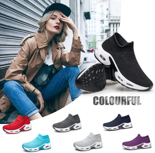 Vista 6 de YHOON - Zapatos deportivos para caminar para mujer, sin cordones, para enfermería, trabajo, con cámara de aire, de malla, informales, para correr