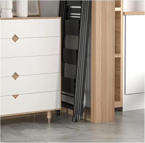 Vista 6 de TOMYEUS Escurridor plegable multifuncional para secar ropa de doble propósito, escalera telescópica plegable de aleación de aluminio, escalera