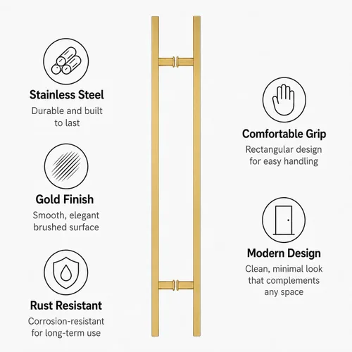 Vista 6 de Rectangle H-Type Door Pull 72" Gold (85mm Bolt)