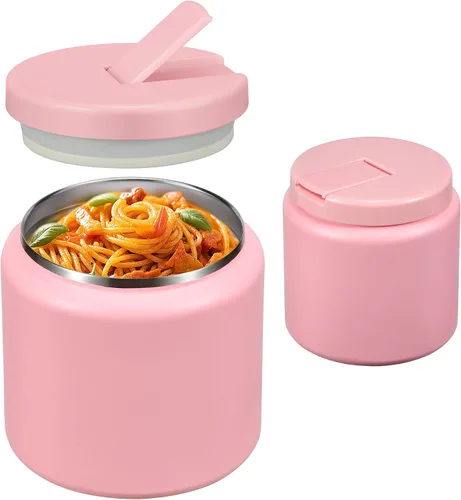 Vista 13 de Termo de sopa de 13.5 onzas para niños con tapa de hebilla, recipiente de comida aislado al vacío, boca ancha, a prueba de fugas, acero inoxidable