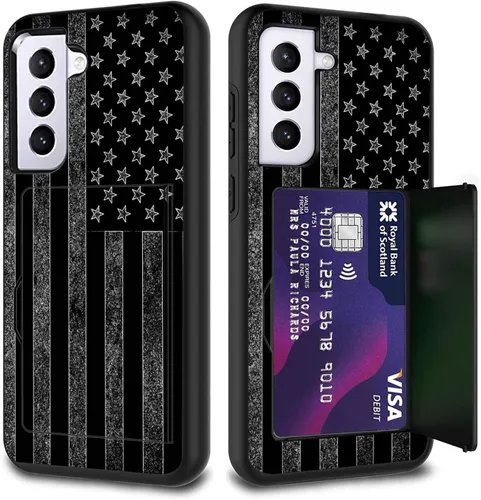 Vista 131 de Funda híbrida de doble capa con función atril para Samsung Galaxy A16 5G de 6.9 pulgadas, diseño de vaca con bandera estadounidense