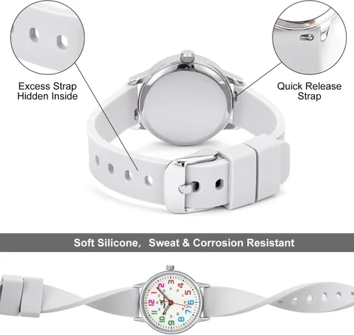 Vista 5 de SUDESMO Enfermera relojes reloj de enfermería reloj analógico fácil de leer reloj impermeable con segunda mano