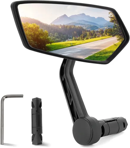 Vista 13 de Arkham Espejo de bicicleta para manillar, espejo retrovisor ajustable de bicicleta giratorio 360, espejo de bicicleta de vidrio HD a prueba