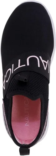 Vista 4 de Nautica Tenis deportivos sin cordones para niñas jóvenes, elegantes zapatos para correr y tenis para niños pequeños y grandes