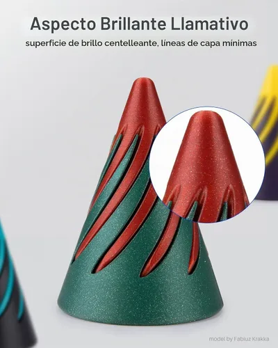 Vista 2 de ELEGOO - Filamento PLA de 1.75 mm (4/64 pulgadas), negro brillante, 2.20 libras, para impresora 3D con brillo centelleante, precisión dimensional