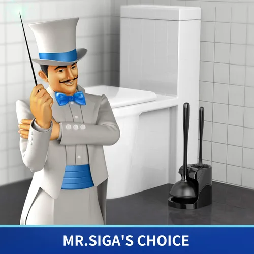 Vista 2 de MR.SIGA Combo de émbolo de inodoro y cepillo para limpieza de baño, negro, 2