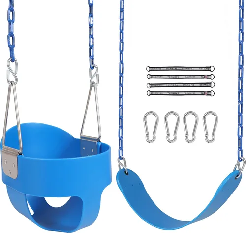 Vista 10 de RedSwing Asiento de Columpio de Cubo con Respaldo Alto para Niños Pequeños con Cadenas Recubiertas, Asiento de Columpio Resistente para Niños