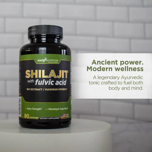 Vista 4 de Gade Nutrition Pure Shilajit Cápsulas Shilajit del Himalaya con ácido fúlvico y minerales esenciales para combatir la fatiga Cápsulas vegetales