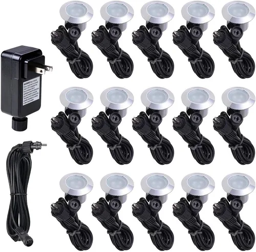 Vista 11 de Yescom Paquete de 5 luces LED de aluminio para terraza, iluminación de paisaje de bajo voltaje de 12 V, blanco cálido de 3000 K, IP67, impermeable