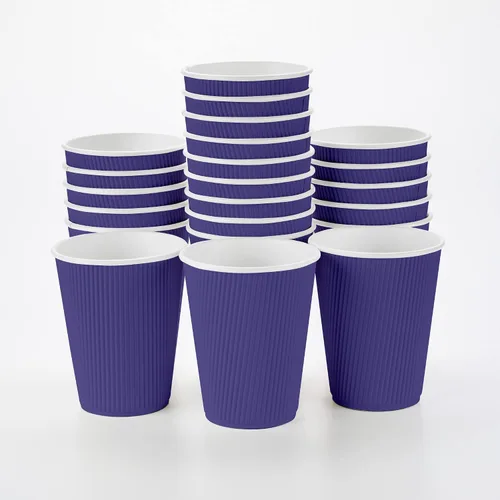 Vista 56 de Tazas para café de papel aislado, pared ondulada, kraft, 12 onzas - Caja de 25 unidades - tapas a juego: RWA0360B, RWA0360W, RWA0328LG, RWA0328GR