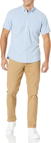 Vista 4 de Camisa Tienda Essentials oxford ajuste regular de manga corta con bolsillo para hombre