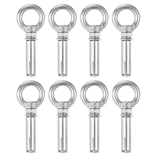 Vista 44 de uxcell Aro de elevación de la expansión, 8pcs M6x50mm 304 tornillo de expansión de acero inoxidable con anillo de ojo para pared de ladrillo