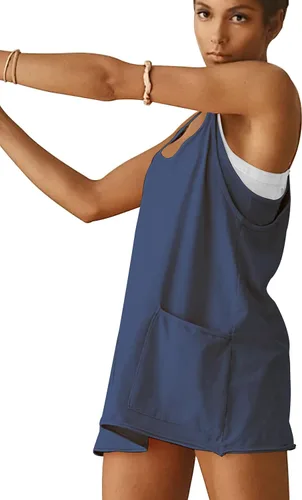 Vista 4 de Vestido atlético para mujer con pantalones cortos incorporados, mini vestido de entrenamiento deportivo para golf, verano 2024