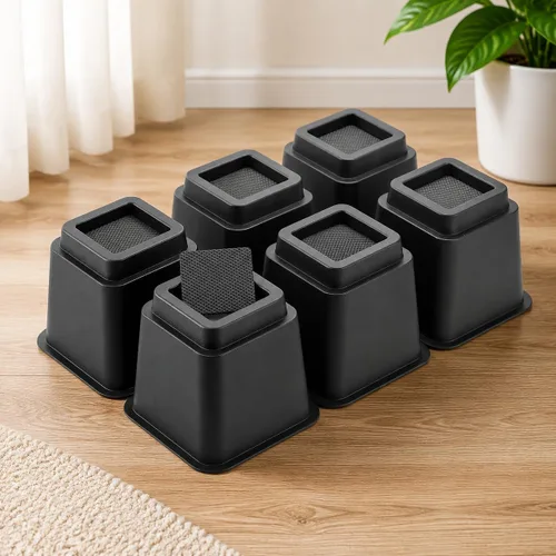 Vista 3 de Okllen Paquete de 6 elevadores de muebles de cama, elevadores de sofá resistentes de 5 pulgadas con almohadillas antideslizantes, elevadores