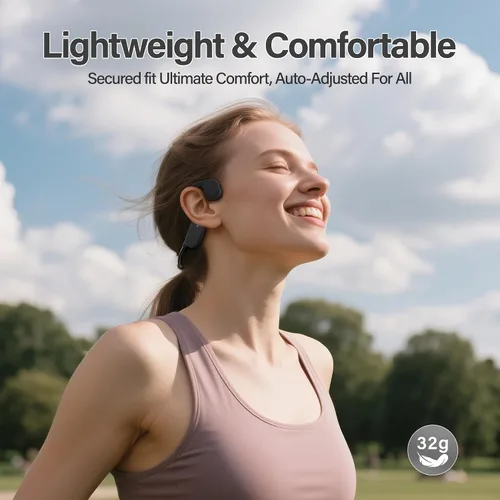 Vista 2 de Auriculares deportivos de conducción ósea, IPX5 impermeables Bluetooth 5.4, auriculares inalámbricos abiertos con micrófono, adecuados para correr