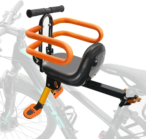 Vista 8 de Asiento trasero de bicicleta para niños con respaldo grueso, asiento trasero de bicicleta para niños de 2 a 8 años, talla única (negro, a)