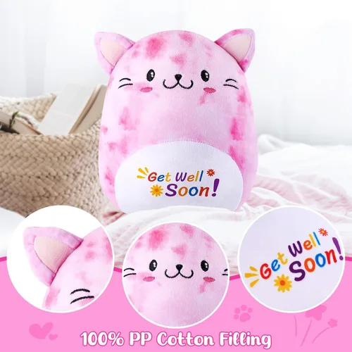 Vista 4 de Almohada de peluche con diseño de gato y vaca, regalo de condolencias, regalo de regalo para niños, niñas y mujeres (gato)