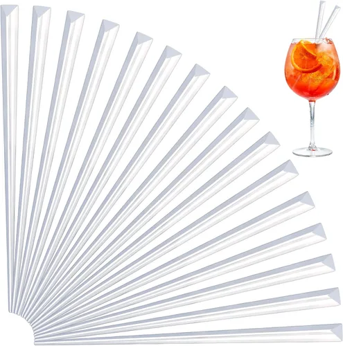 Vista 8 de 2000 púas de prisma de 3.54 pulgadas de plástico triangular transparente para cóctel, elegante guarnición para cócteles, palillos de dientes ideales