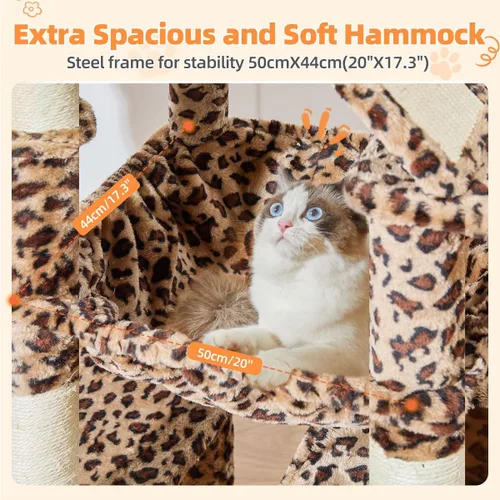 Vista 21 de Taoqimiao Árbol para gatos de 57.5 pulgadas, torre para gatos de interior para adultos, condominio extragrande para gatos, 8 postes rascadores