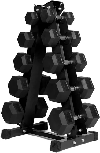 Vista 20 de RitFit Juego de mancuernas hexagonales revestidas de PVC de 5 a 650 libras con estante opcional para gimnasio en casa, peso de mano con mango