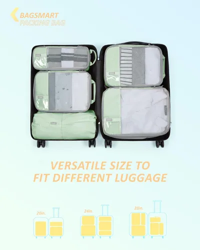 Vista 3 de BAGSMART - Juego de 6 cubos de compresión para maletas, juego de 6, 4 y 2, cubos organizadores de viaje, juego de bolsas expandibles, organizadores