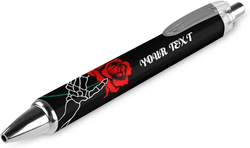 Vista 21 de Bolígrafos personalizados con estampado de leopardo negro y azul con punta de lápiz capacitivo, bolígrafos grabados personalizados con nombre