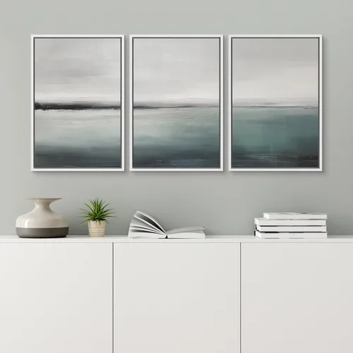Vista 463 de wall26 Lienzo enmarcado para pared, juego de arte de acuarela pastel, paisaje rural, ilustraciones con formas abstractas, arte moderno, decorativo
