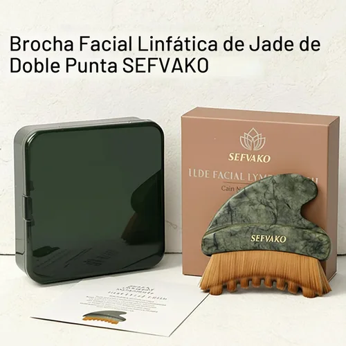 Vista 8 de Lymphatic Contour Face Brush, Dual-Ended Dry Brush + Cool-Touch Jade Gua Sha Edge, 0.075mm Ultra-Soft Bristles Gua Sha Facial Tools, for Lymphatic