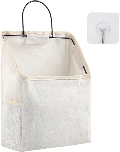 Vista 9 de Surblue Bolsa de almacenamiento para colgar en la pared con gancho adhesivo, almacenamiento colgante de armario para bolsillo, bolsa organizadora