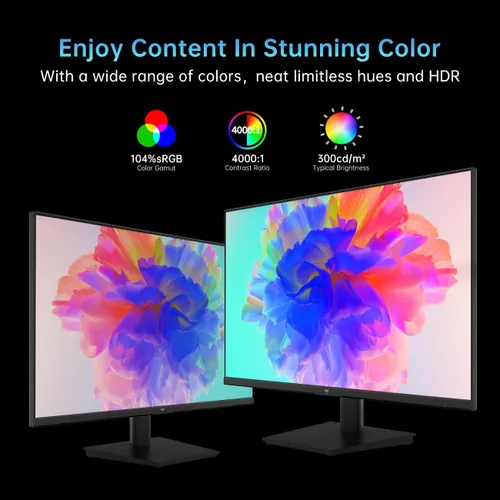 Vista 3 de KTC – Monitor de computadora de 24 pulgadas 1080P Full HD, 100Hz HDR10 sin marco, monitor de juegos con Freesync, puertos HDMI y VGA, monitor de PC