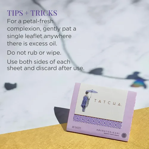 Vista 4 de Tatcha Aburatorigami Blotting Papers: 100% Natural Abaca Leaf & Gold Flakes Absorb Excess Oil (40 Pack)