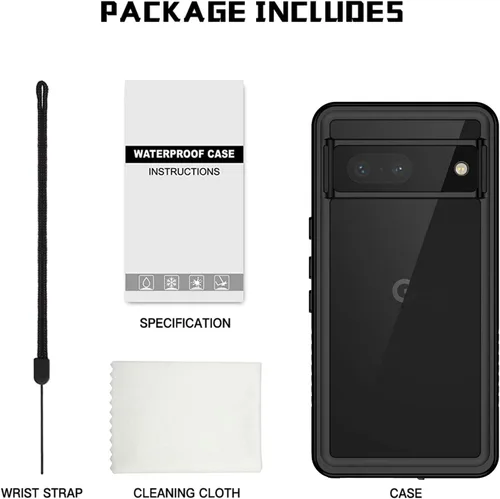 Vista 8 de Lanhiem Funda para Google Pixel 7, IP68 Impermeable a Prueba de Polvo con Protector de Pantalla Integrado, Funda Protectora de Teléfono de Cuerpo