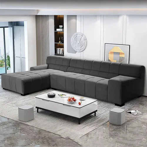 Vista 15 de KEVINSPACE Juego de sofá modular de 3 piezas de 111.5 pulgadas, juego de muebles de sala de estar, sofá moderno con reposapiés, asientos otomanos