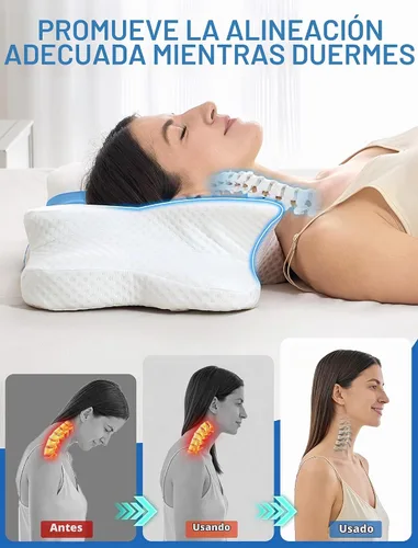 Vista 6 de DISSA Almohada cervical cervical para dormir de lado, almohada ergonómica de espuma viscoelástica con soporte ortopédico ajustable para el cuello