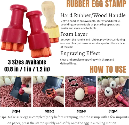 Vista 2 de Sellos de huevos para huevos frescos, sello personalizado de huevo de pollo con diseños únicos, marcado de huevos personalizados para regalos
