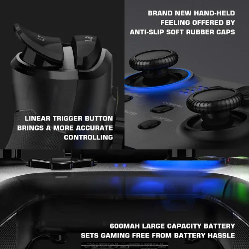 Vista 6 de GameSir T4 Pro - Controlador inalámbrico de juego para Windows 7 8 10 PCiPhoneAndroidSwitch Dual Shock USB Bluetooth teléfono móvil Gamepad Joystick