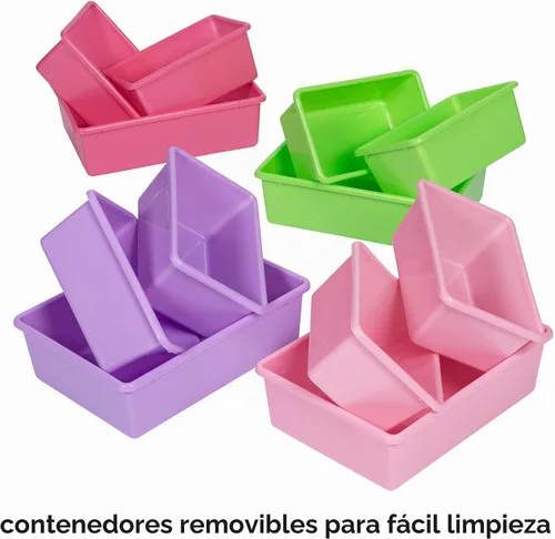 Vista 4 de Cajas para guardar y organizar juguetes de niños Honey-Can-Do SRT-01602., Madera Plástico, Pastel