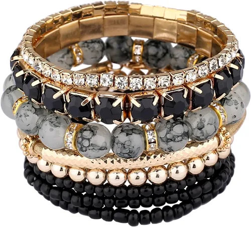 Vista 3 de 4 juegos de pulseras bohemias hechas a mano con múltiples capas para mujer